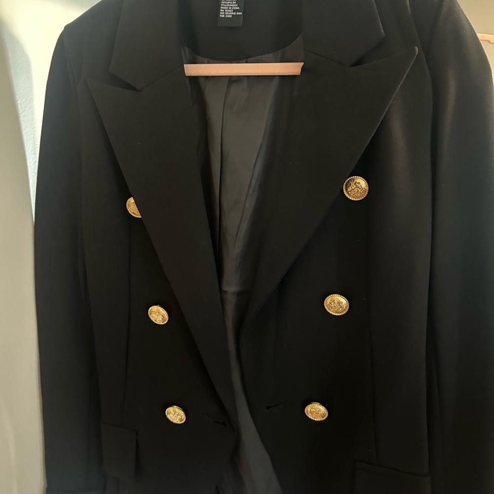 Black Double-Breasted Women's Jacket